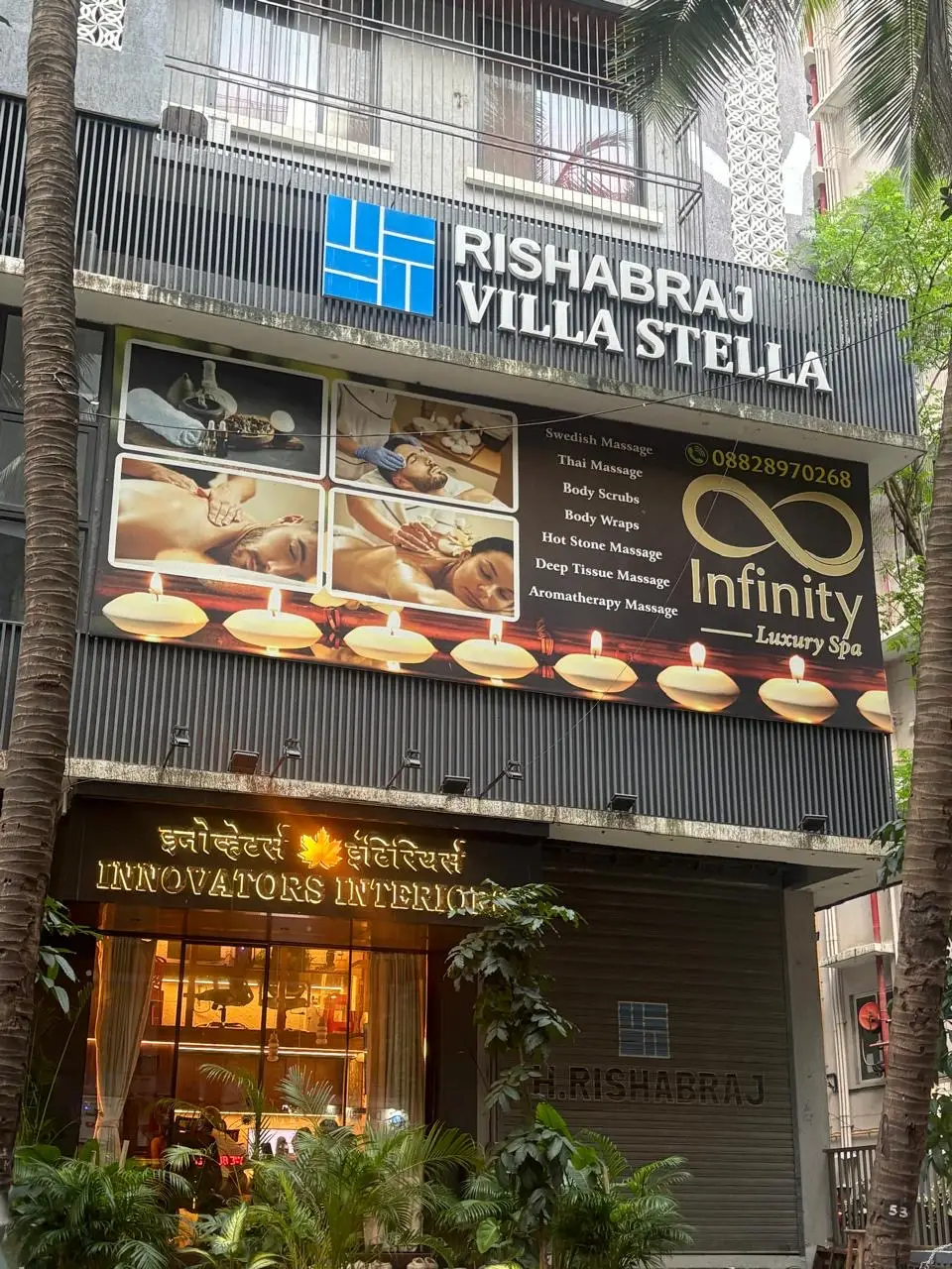 Authentic storefront of Infinity Luxury Spa at Rishabraj Villa Stella, IC Colony Borivali West